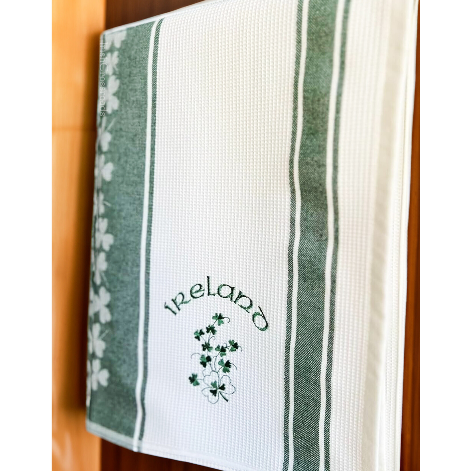 KITCHEN & ACCESSORIES IRELAND SHAMROCK COTTON WAFFLE TEA TOWEL - 2pk