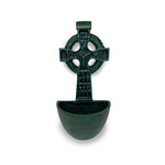 RELIGIOUS CELTIC CROSS CRUCIFIX HOLY WATER FONT - GREEN/BLACK