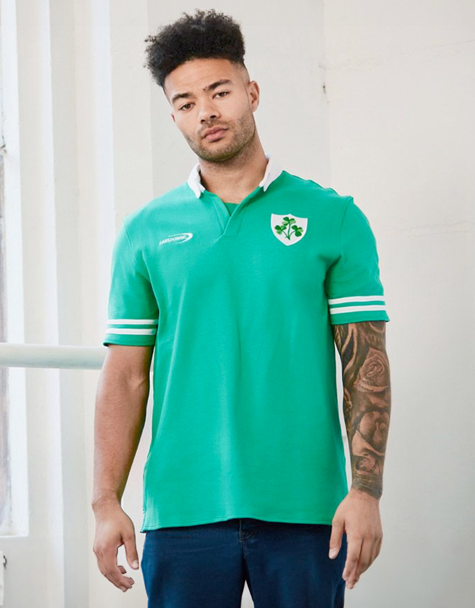 SPORTSWEAR LANSDOWNE ISLAND GRN SHAM CREST SHORT SLEEVED RUGBY