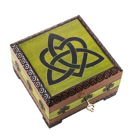 DECOR TRINITY HEART CELTIC KEY LOCK WOOD BOX