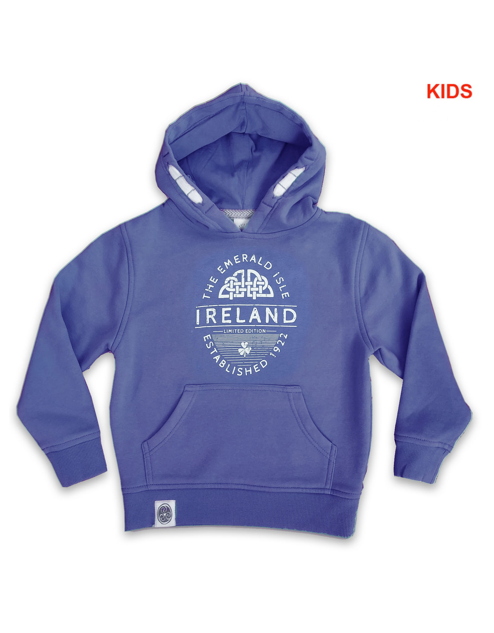 KIDS CLOTHES CLEARANCE: CORNFLOWER BLUE CELTIC LABEL KIDS HOODIE :FINAL SALE