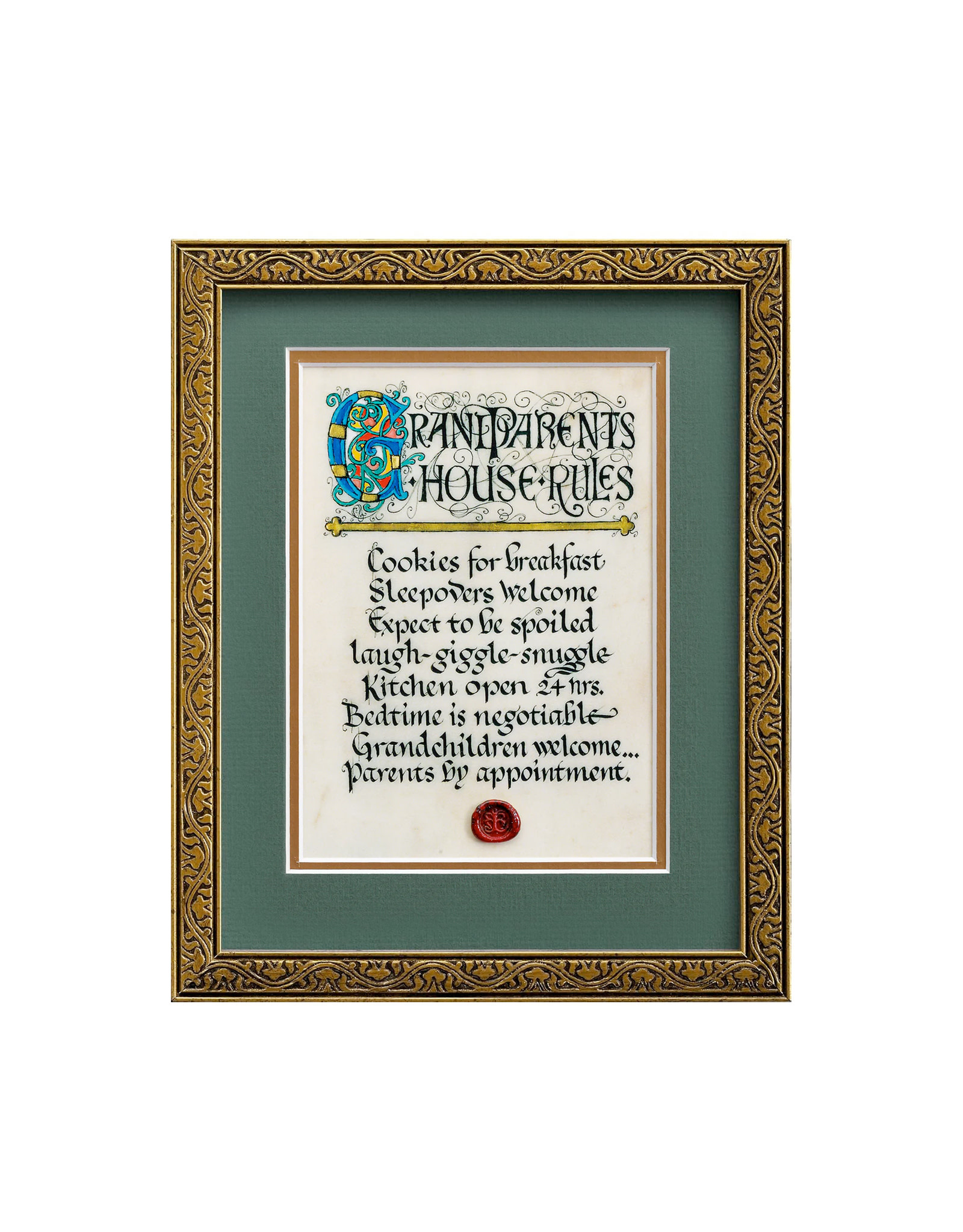 PLAQUES & GIFTS CELTIC MANUSCRIPT 8x10 PLAQUE - "GRANDPARENTS HOUSE RULES"