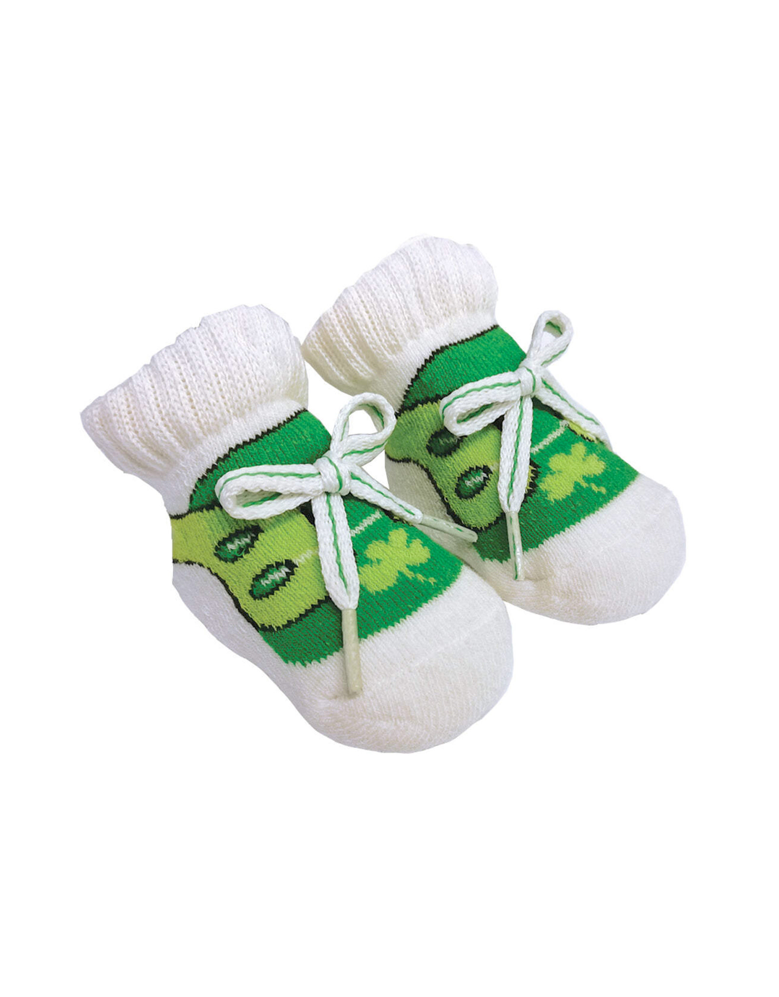 BABY ACCESSORIES BABY GRN/WHT NEWBORN SHAMROCK BOOTIES
