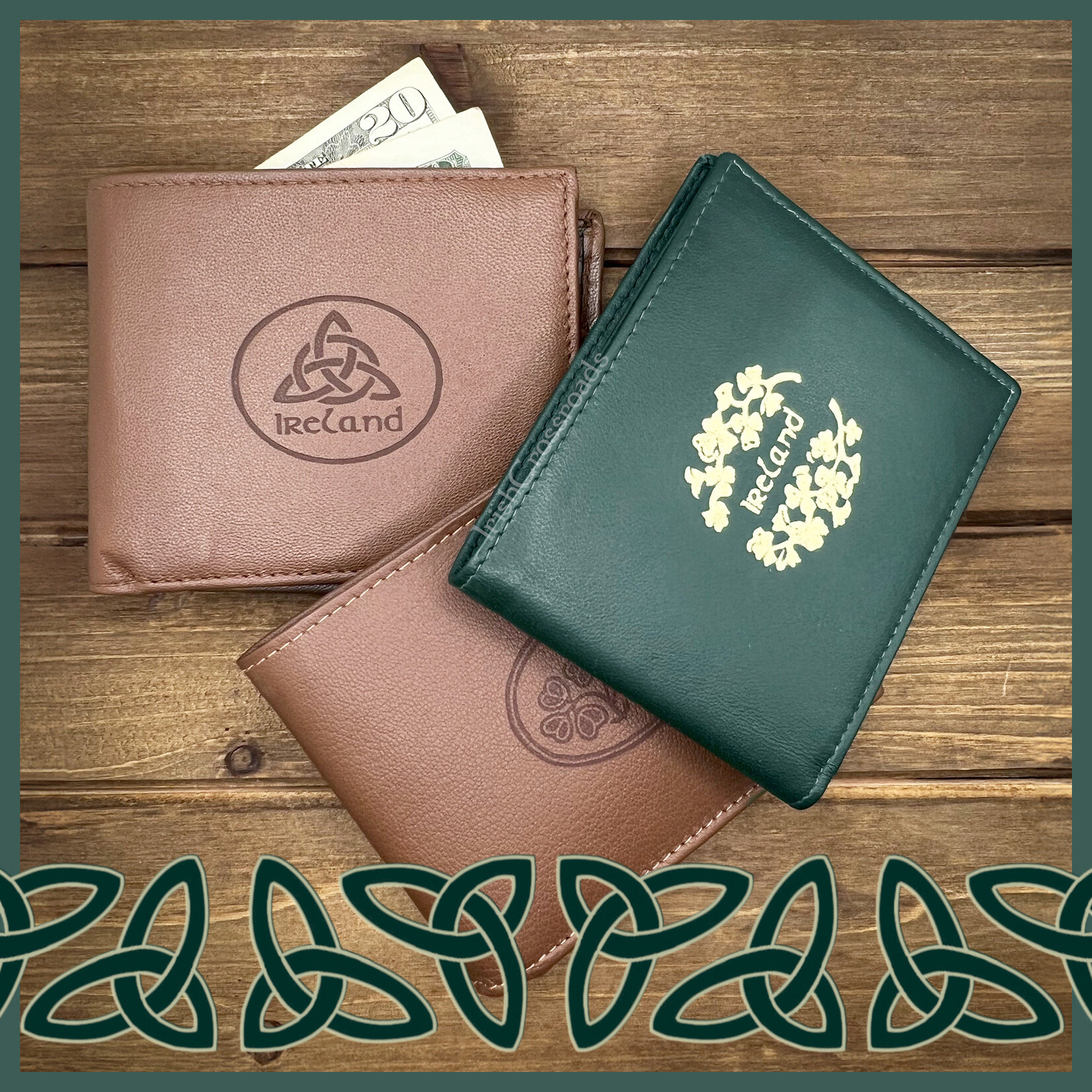 ACCESSORIES TINNAKEENLY GENTS WALLET - Trinity Grn/Tan Leather