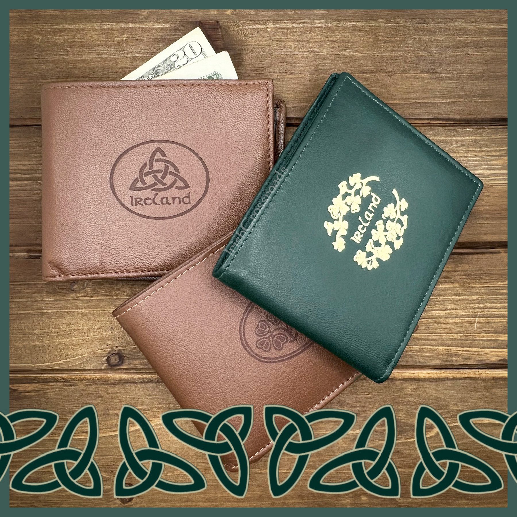 ACCESSORIES TINNAKEENLY GENTS WALLET - Trinity Grn/Tan Leather