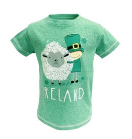 KIDS CLOTHES GRN MARL KIDS T-SHIRT w/ SHEEP & LEPRECHAUN