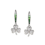 EARRINGS SHANORE STERLING GRN/WHT OMBRE CRYSTAL SHAMROCK EARRINGS
