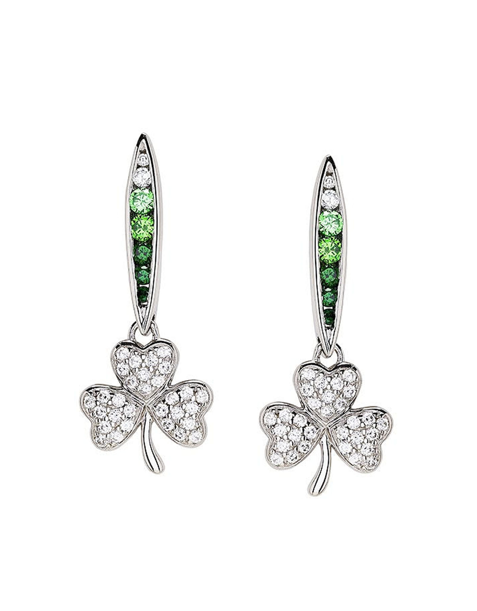 EARRINGS SHANORE STERLING GRN/WHT OMBRE CRYSTAL SHAMROCK EARRINGS