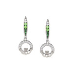 EARRINGS SHANORE STERLING GRN/WHT OMBRE CRYSTAL CLADDAGH EARRINGS