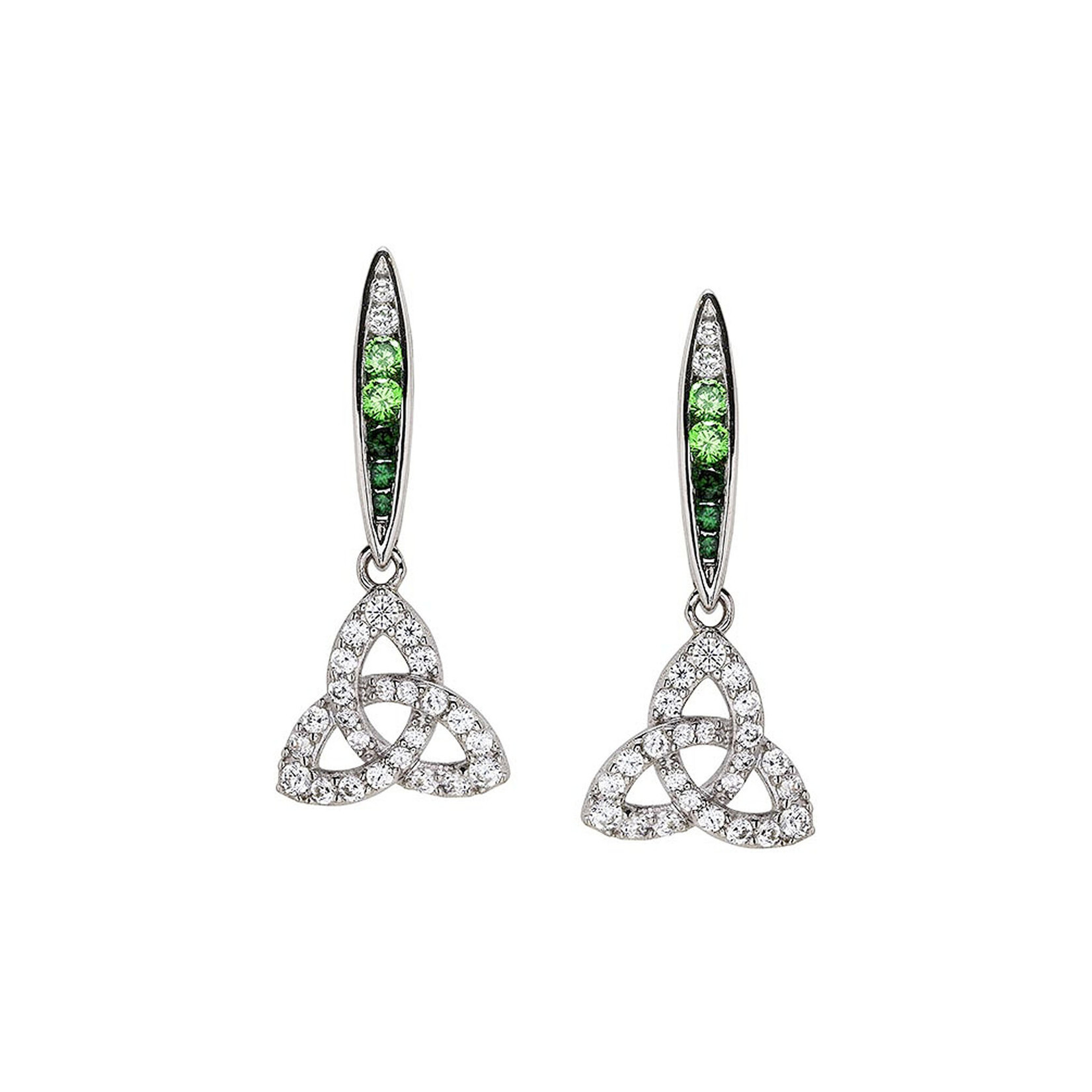 EARRINGS SHANORE STERLING GRN/WHT OMBRE CRYSTAL TRINITY EARRINGS