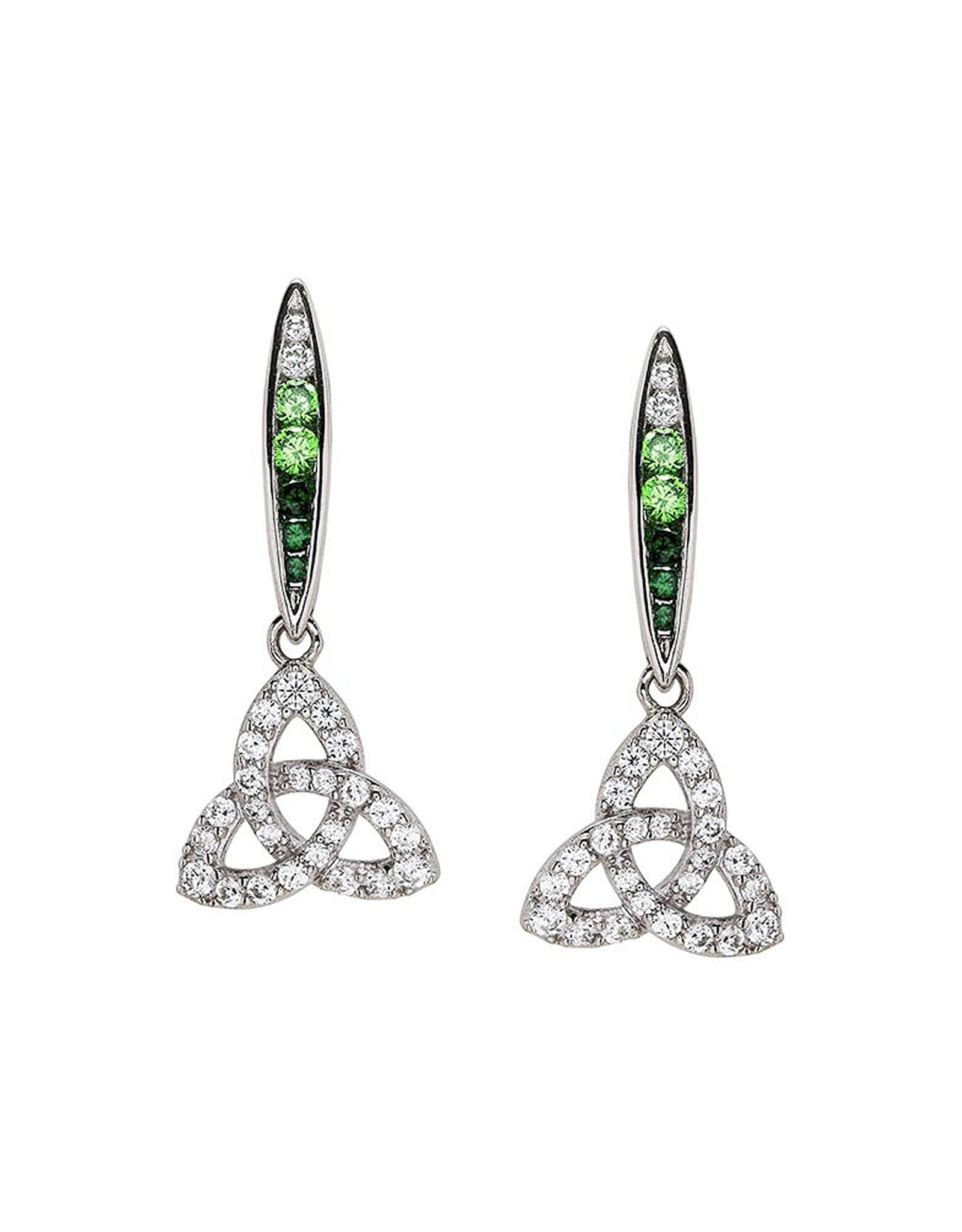 EARRINGS SHANORE STERLING GRN/WHT OMBRE CRYSTAL TRINITY EARRINGS