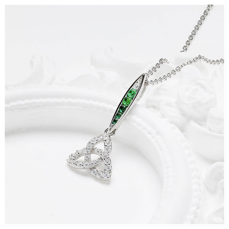 PENDANTS & NECKLACES SHANORE STERLING GRN/WHT OMBRE CRYSTAL TRINITY PENDANT