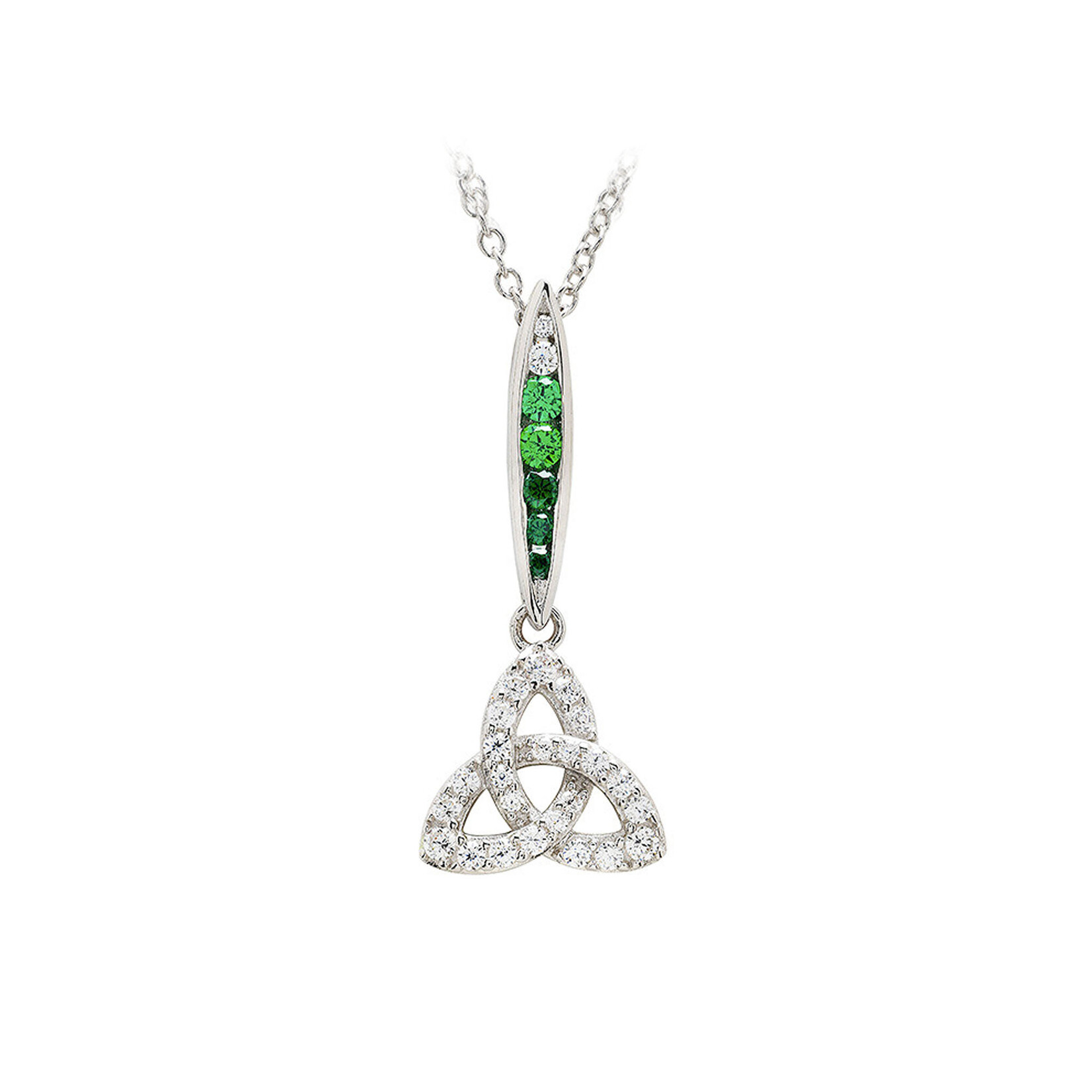 PENDANTS & NECKLACES SHANORE STERLING GRN/WHT OMBRE CRYSTAL TRINITY PENDANT