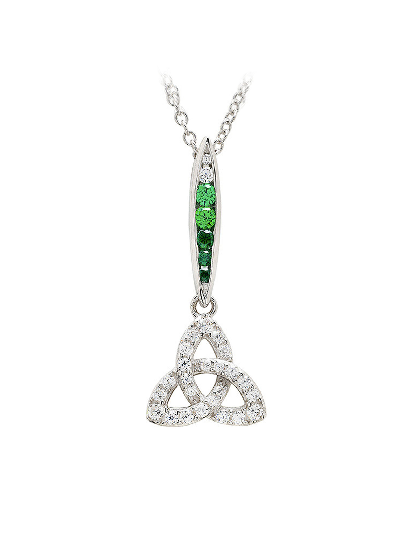 PENDANTS & NECKLACES SHANORE STERLING GRN/WHT OMBRE CRYSTAL TRINITY PENDANT