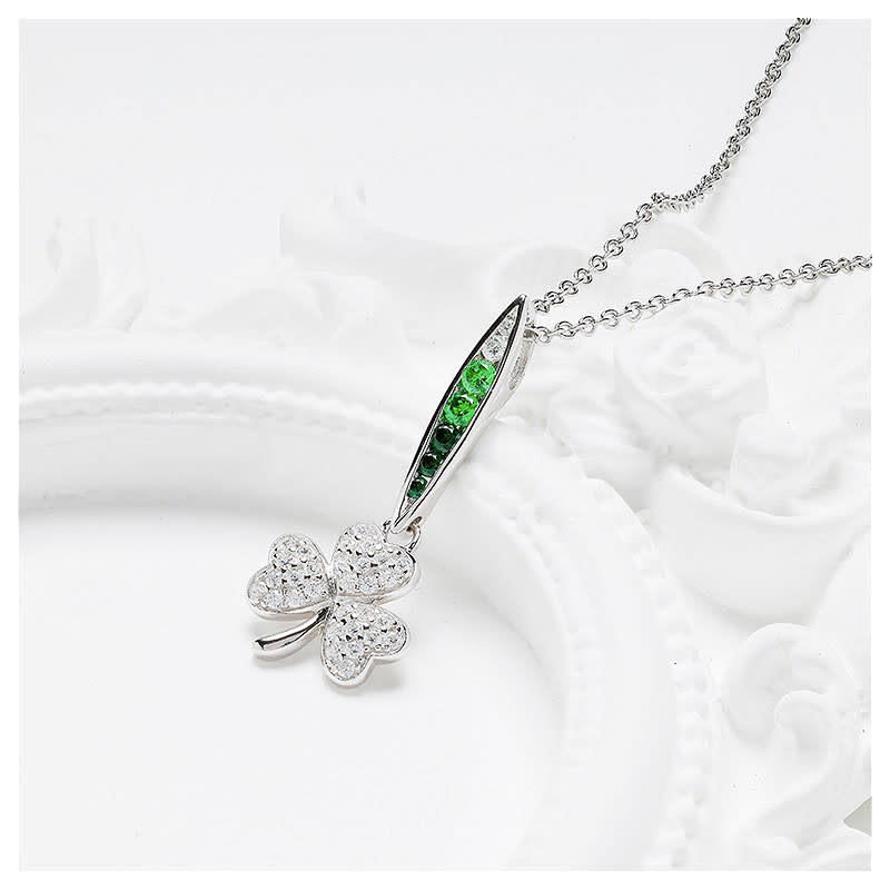PENDANTS & NECKLACES SHANORE STERLING GRN/WHT OMBRE CRYSTAL SHAMROCK PENDANT