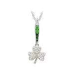PENDANTS & NECKLACES SHANORE STERLING GRN/WHT OMBRE CRYSTAL SHAMROCK PENDANT
