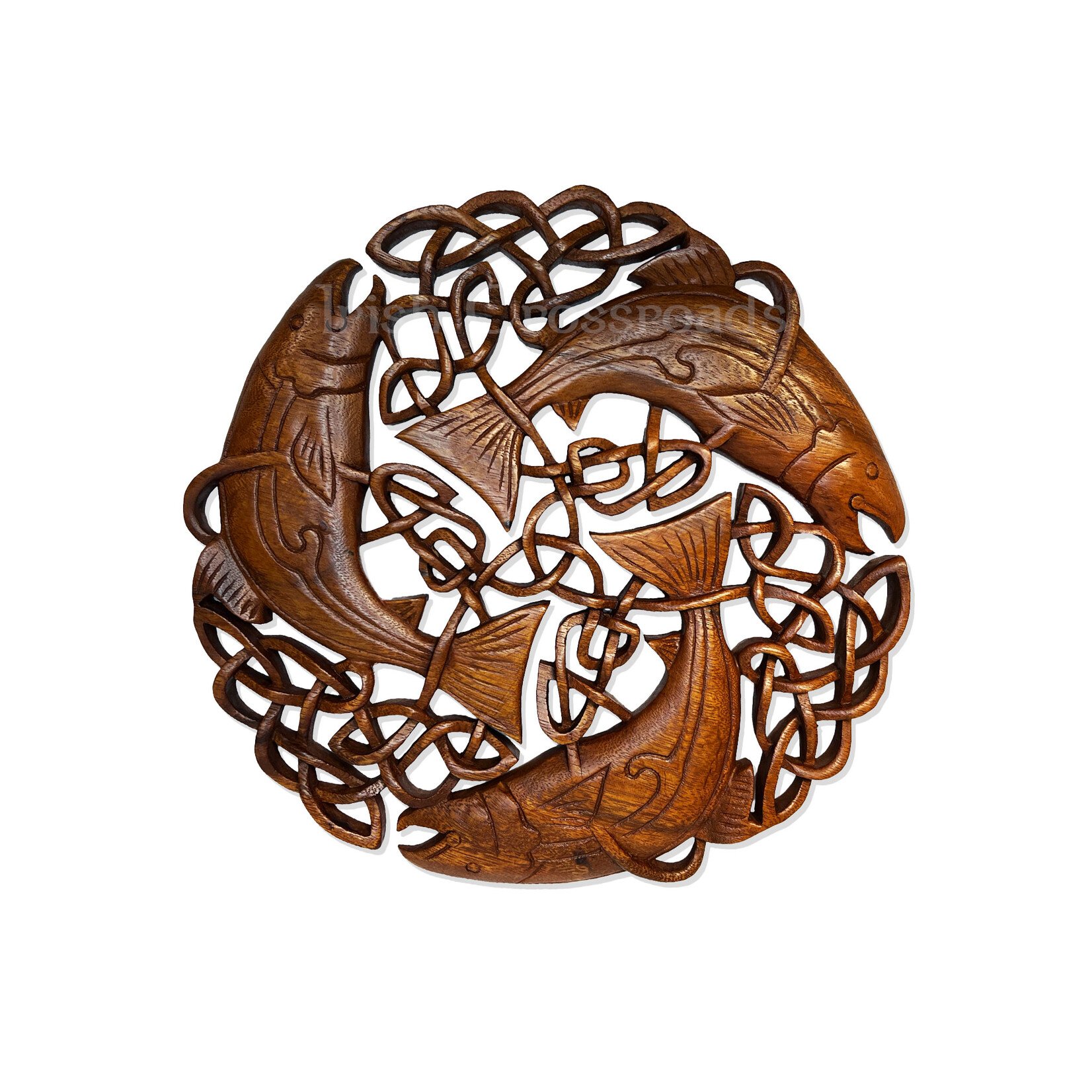 PLAQUES & GIFTS CELTIC WOOD CARVING - Salmon of Knowledge