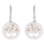 EARRINGS CLEARANCE: SHANORE STERLING TREE of LIFE DROP EARRINGS w WHT ENAMEL :FINAL SALE