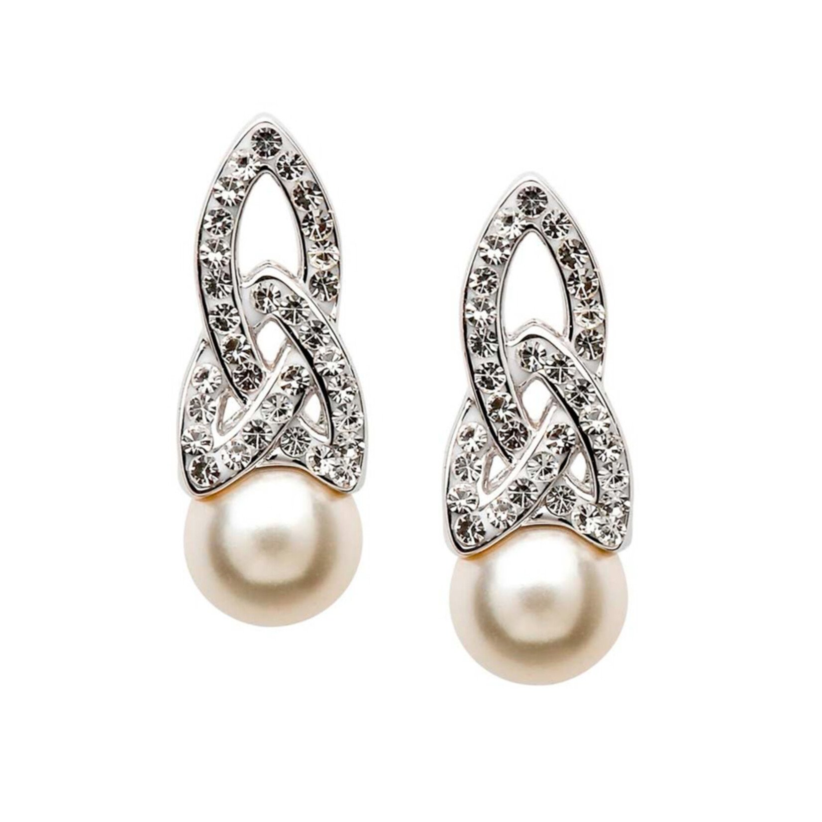 EARRINGS SHANORE STERLING TRINITY PEARL EARRINGS w CRYSTALS