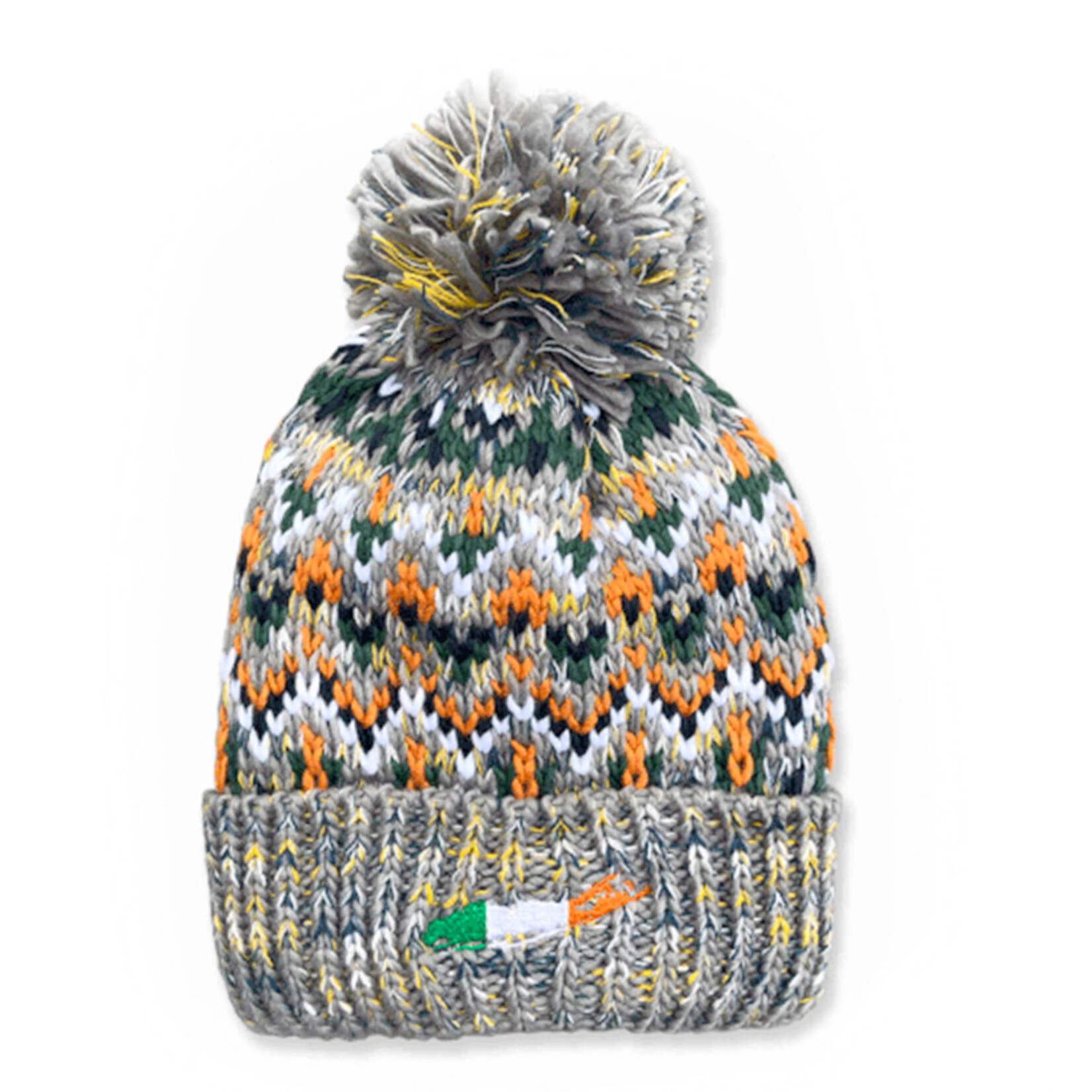 ACCESSORIES CARLETON LI GREY SPECKLE POM BEANIE