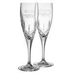 WEDDING FLUTES GALWAY CRYSTAL FLUTE PAIR - Bride & Groom