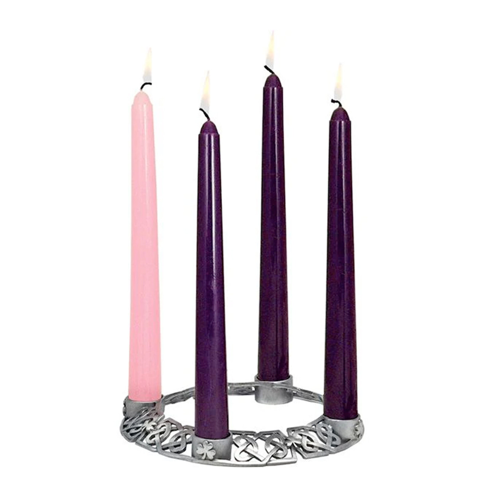 HOLIDAY CELTIC KNOT PEWTER ADVENT WREATH w CANDLES