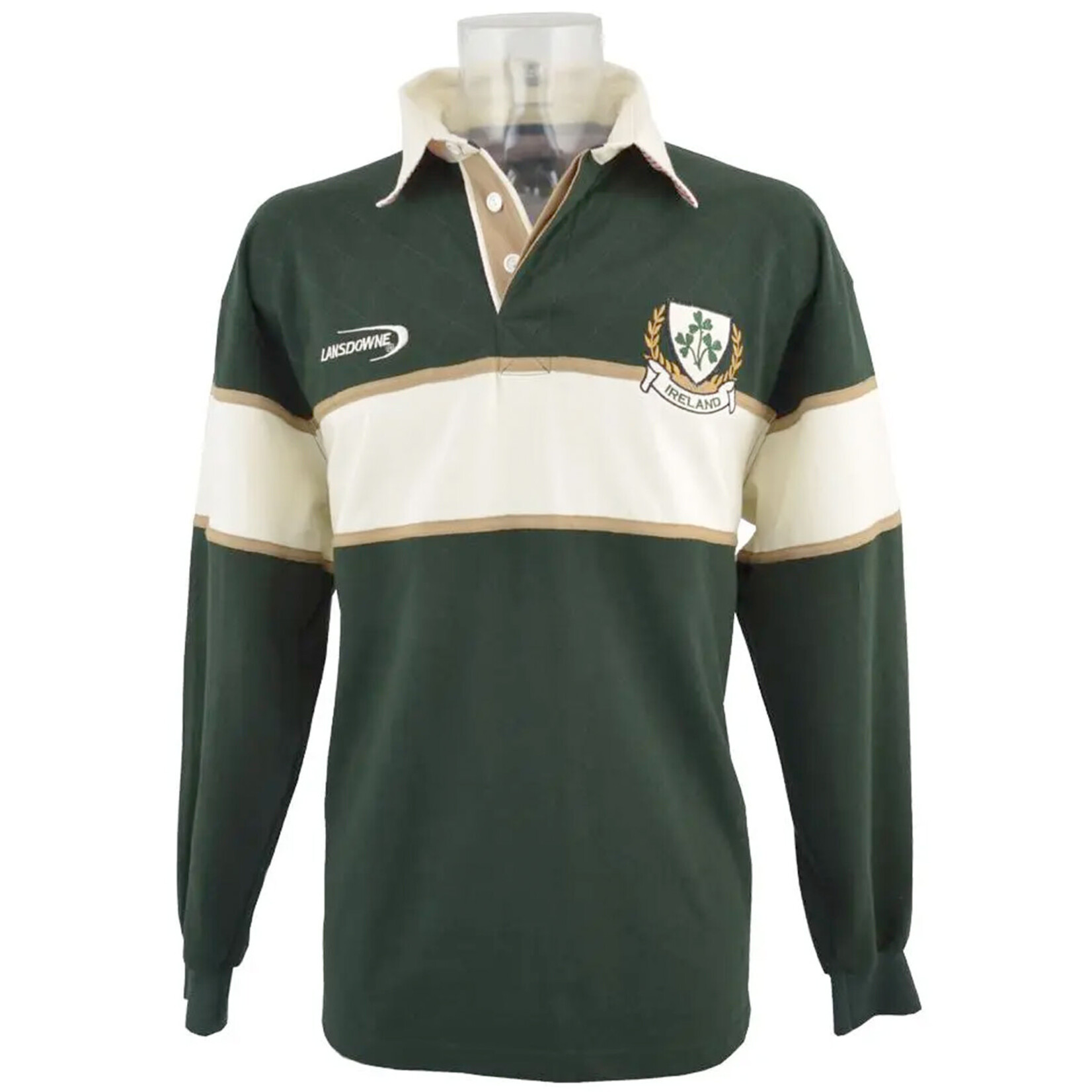 SHIRTS LANSDOWNE ADULT LONG SLEEVE RUGBY - Bottle Grn/Natural