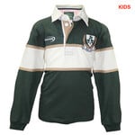 KIDS CLOTHES CLEARANCE: LANSDOWNE KIDS LONG SLEEVE RUGBY - Bottle Grn/Natural :FINAL SALE