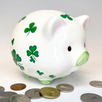 DECOR ROLLY-POLLY PIGGY BANK with SHAMROCKS