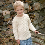 KIDS CLOTHES CHILDREN’S ARAN IRISH KNIT SWEATER - Natural