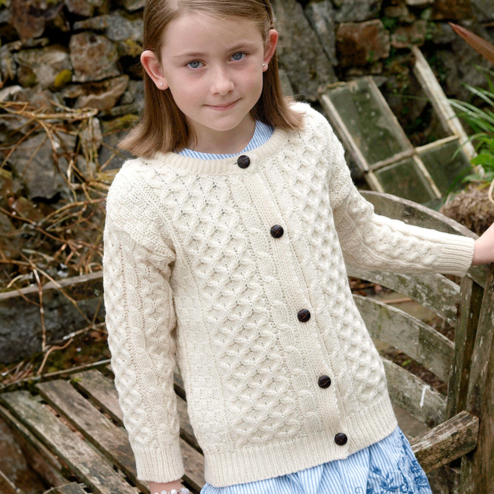 KIDS CLOTHES CHILDREN’S IRISH KNIT CARDIGAN - Natural