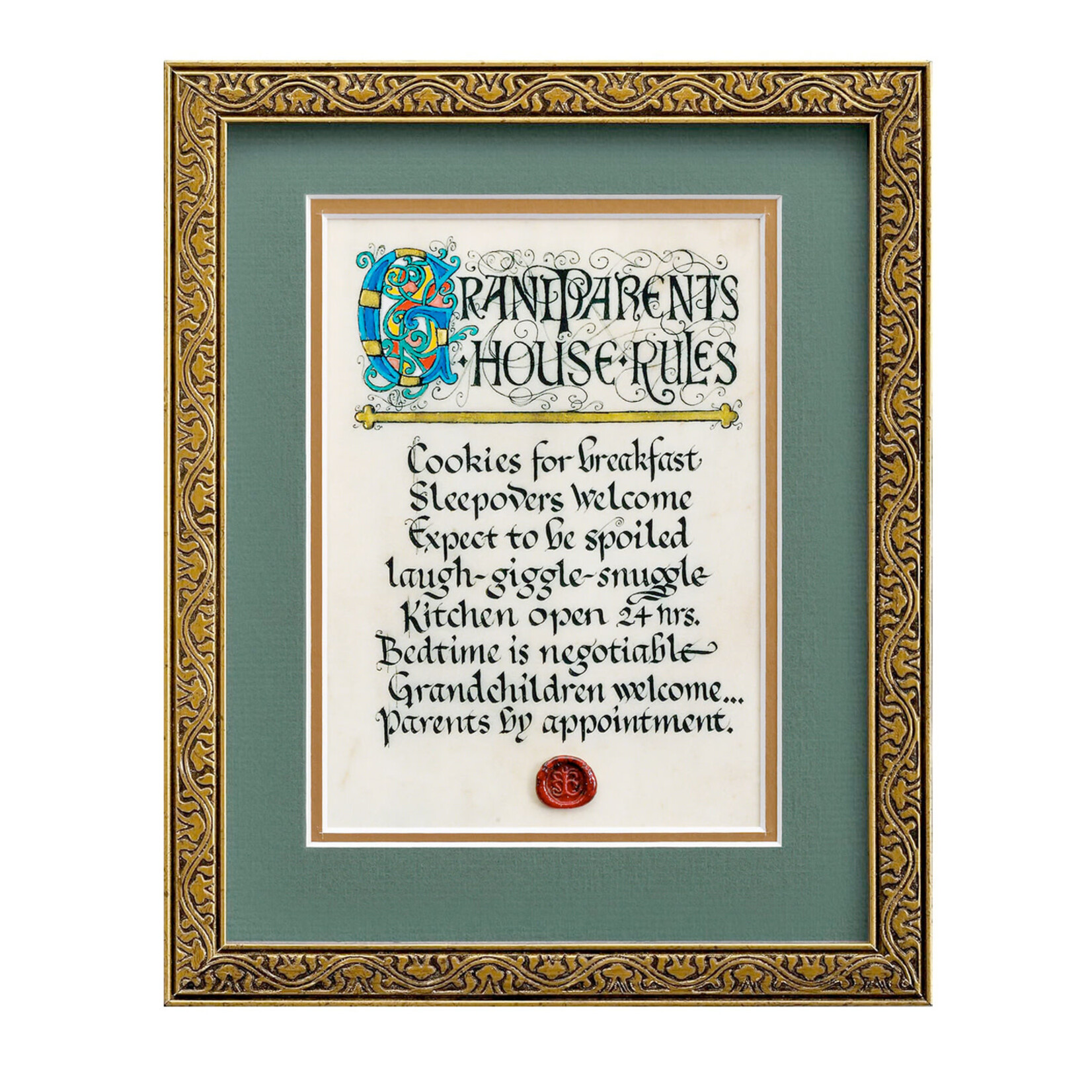 PLAQUES & GIFTS CELTIC MANUSCRIPT 8x10 PLAQUE - "GRANDPARENTS HOUSE RULES"