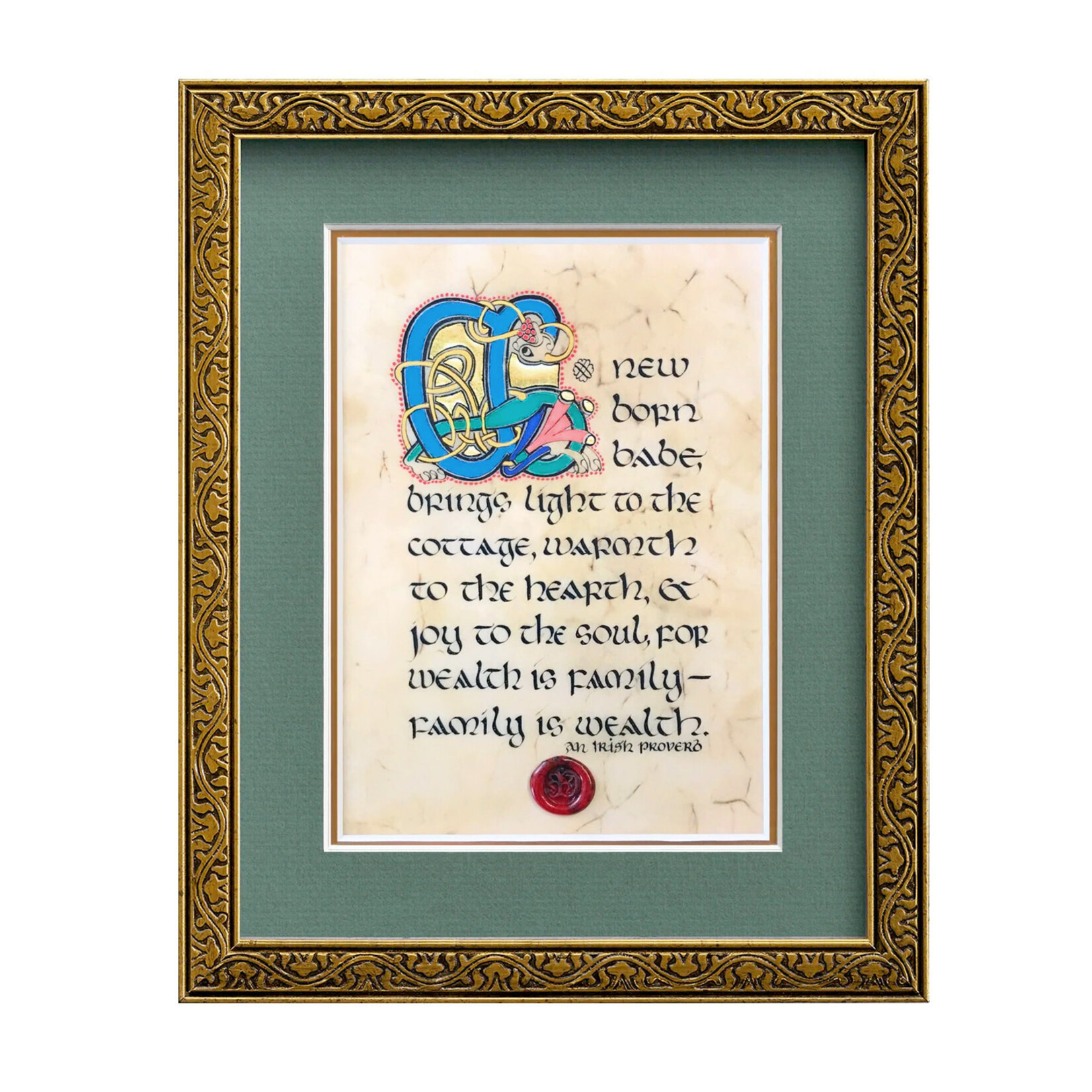 PLAQUES & GIFTS CELTIC MANUSCRIPT 8x10 PLAQUE - "NEW BABY BLESSING"