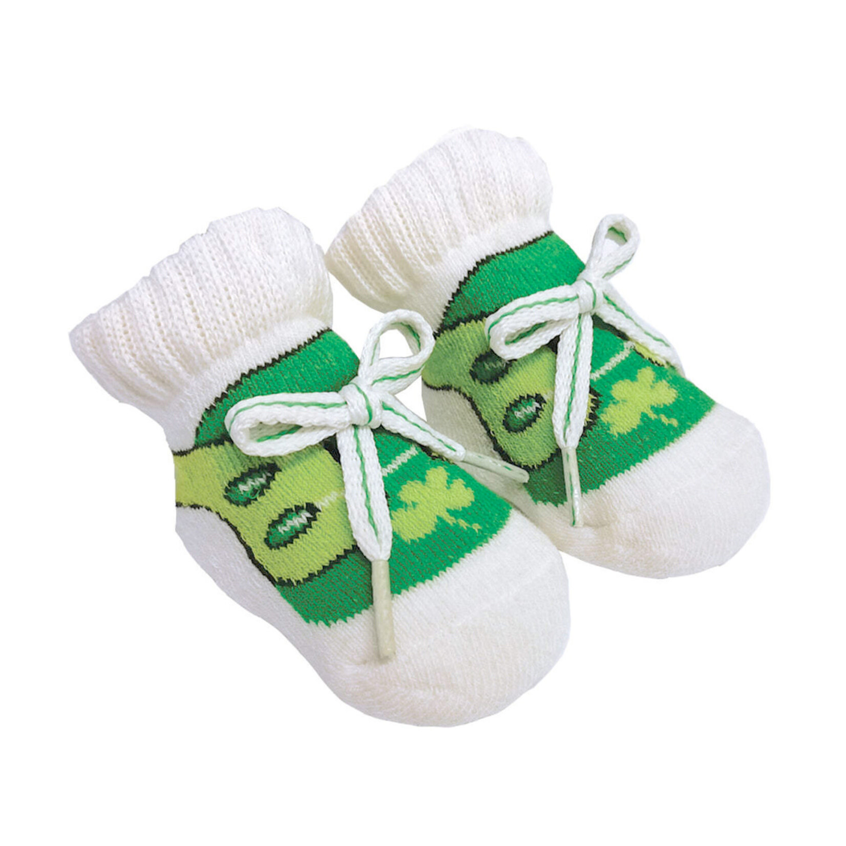 BABY ACCESSORIES BABY GRN/WHT NEWBORN SHAMROCK BOOTIES