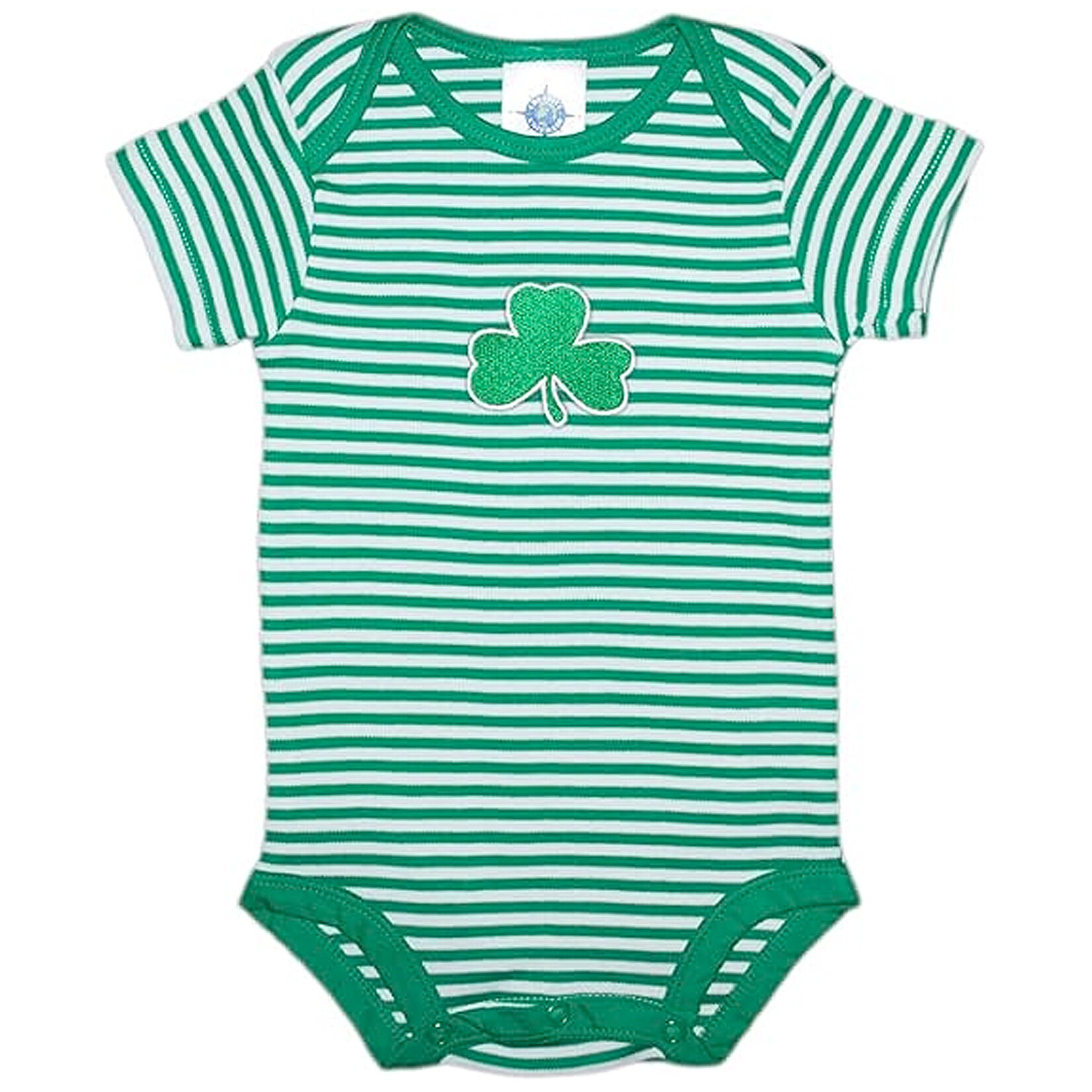 BABY CLOTHES SHAMROCK STRIPED ONESIE