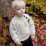 BABY CLOTHES BABY ARAN KNIT SWEATER with SHOULDER BUTTONS - Natural