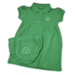 BABY CLOTHES CLEARANCE: POLO DRESS & BLOOMERS with SHAMROCK :FINAL SALE