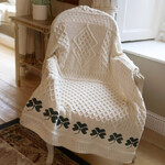 TAPESTRIES, THROWS, ETC. IRISH KNIT SHAMROCK THROW BLANKET