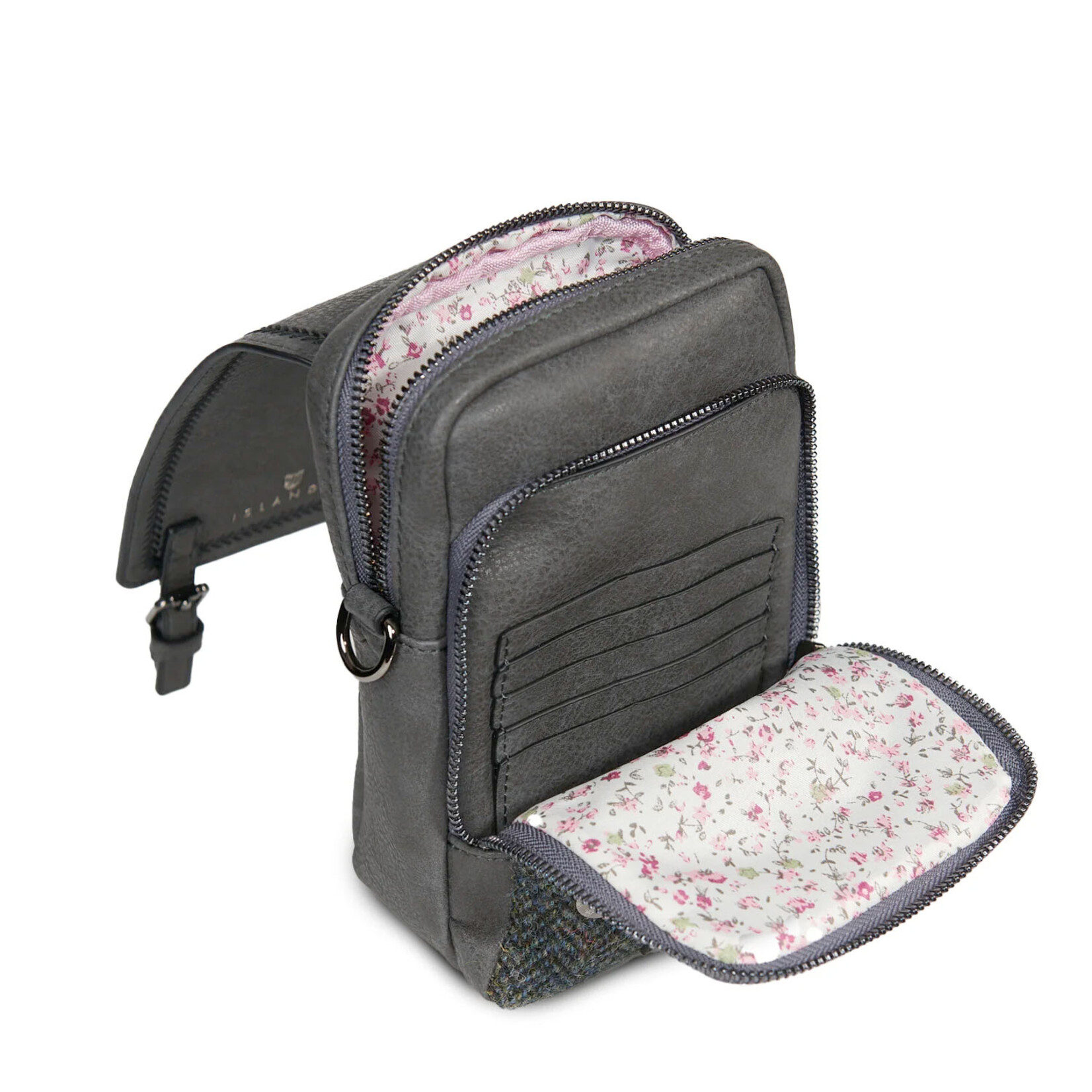 ACCESSORIES ISLANDER BABY JURA CROSSBODY w HARRIS TWEED Black and Grey Herringbone