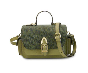 ISLANDER MELROSE CROSSBODY w HARRIS TWEED Drk Green Herringbone