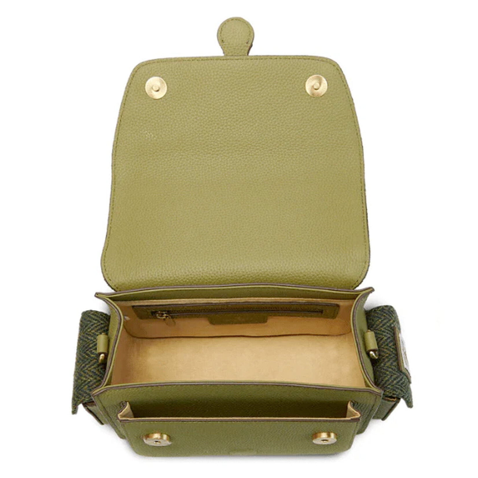 ACCESSORIES ISLANDER MELROSE CROSSBODY w HARRIS TWEED Drk Green Herringbone