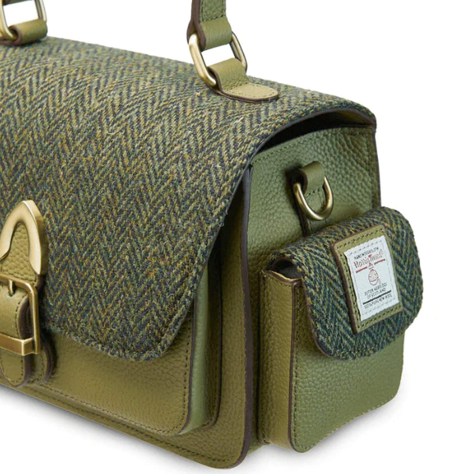 ACCESSORIES ISLANDER MELROSE CROSSBODY w HARRIS TWEED Drk Green Herringbone