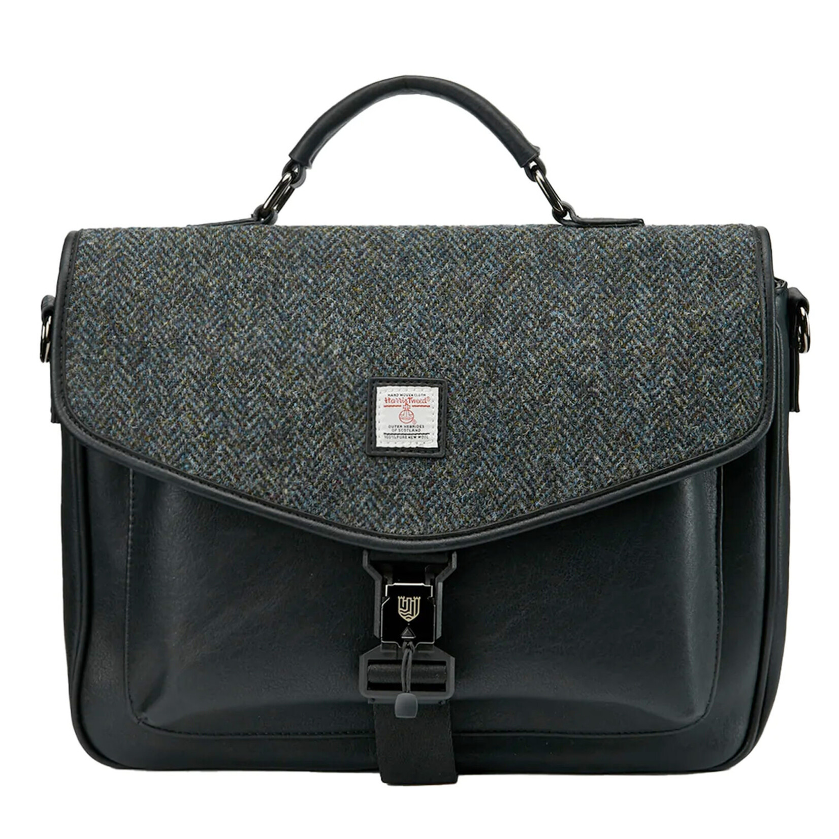 ACCESSORIES ISLANDER LAPTOP BAG w HARRIS TWEED Black Grey Herringbone