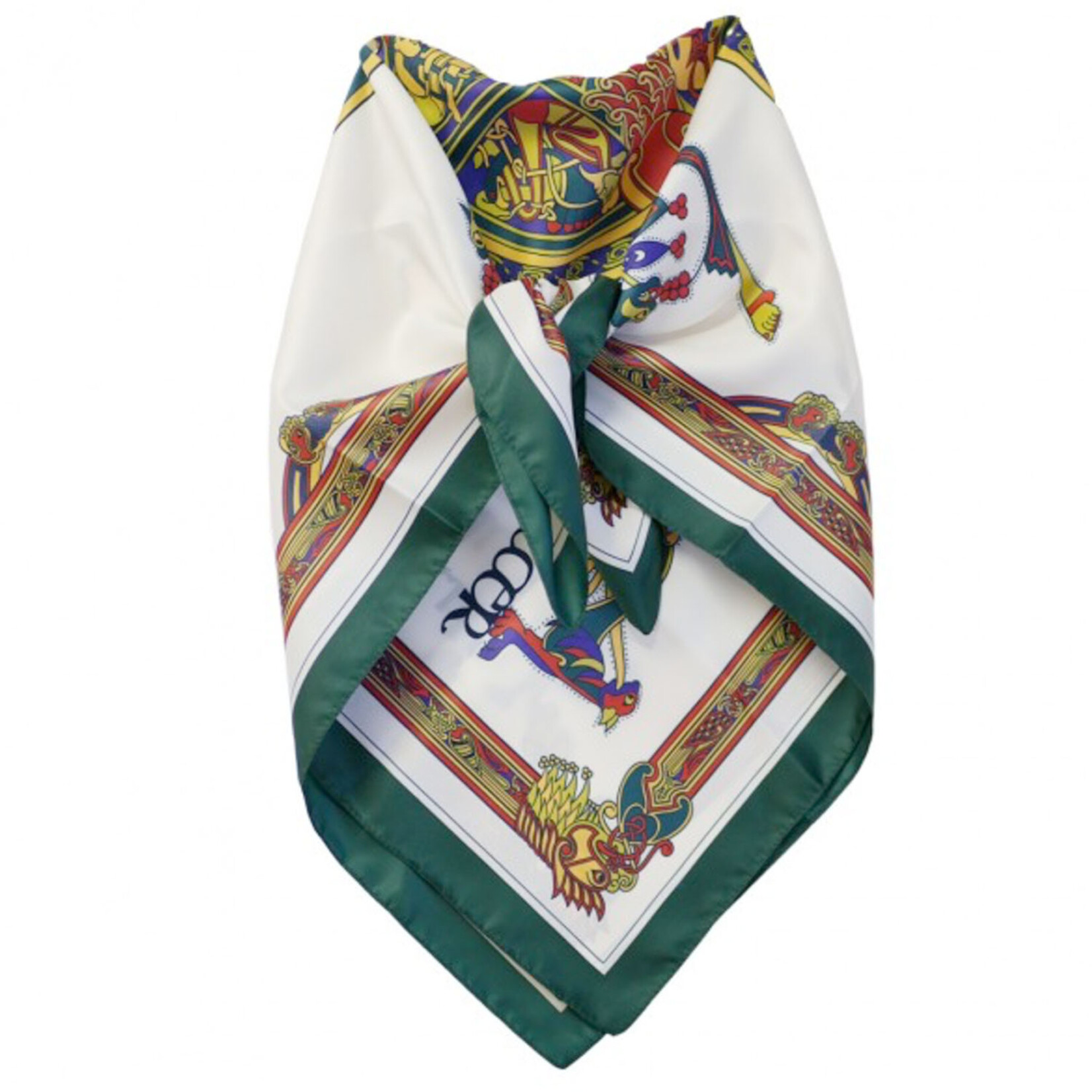 ACCESSORIES BOOK of KELLS SQUARE SIGNATURE SCARF - Bottle Grn/Red/Purple