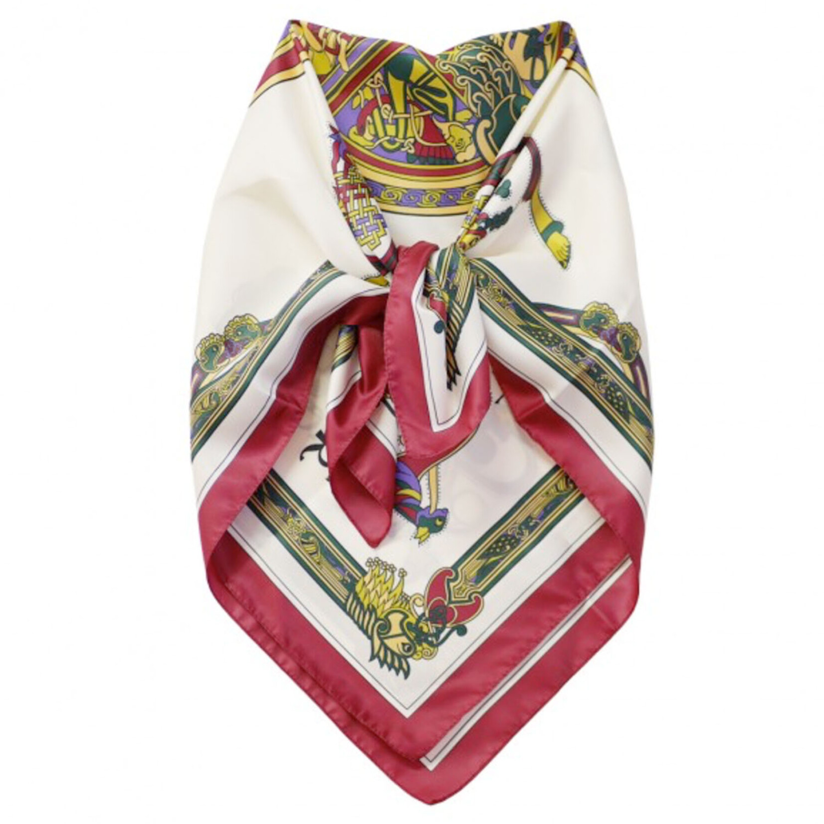 ACCESSORIES BOOK of KELLS SQUARE SIGNATURE SCARF - Wine/Purple/Bottle Grn