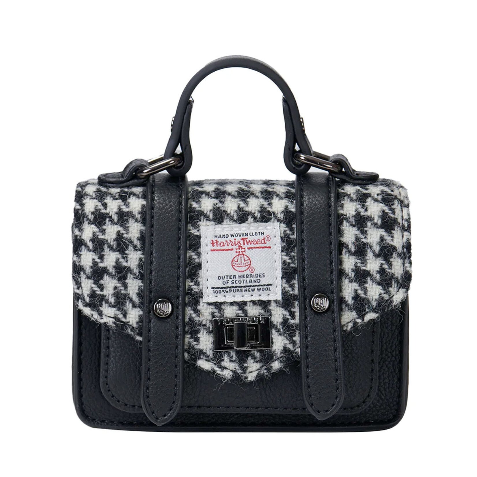 ACCESSORIES ISLANDER WEE SATCHEL w HARRIS TWEED Black & White Dogtooth