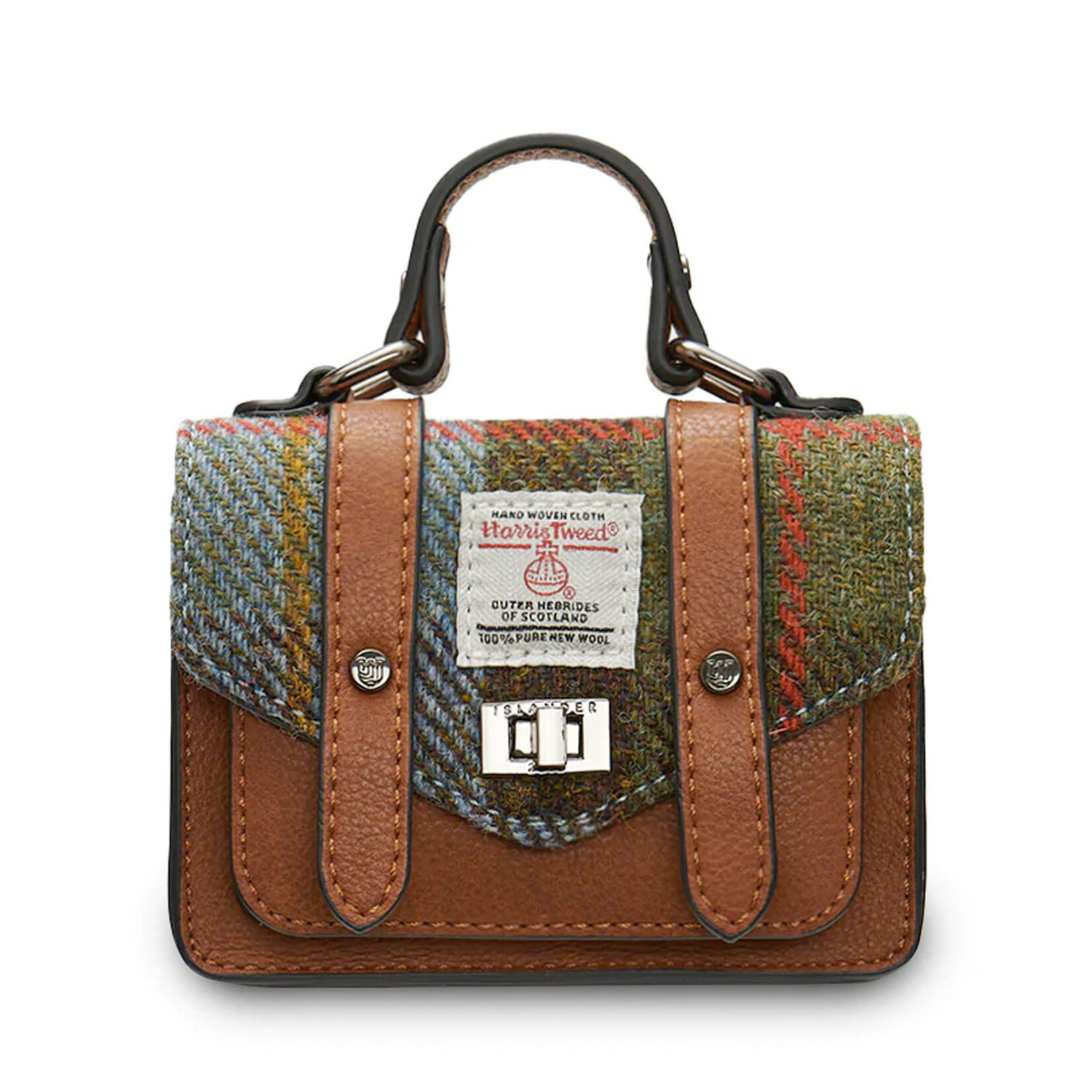 ACCESSORIES ISLANDER WEE SATCHEL w HARRIS TWEED Chestnut and Blue Tartan