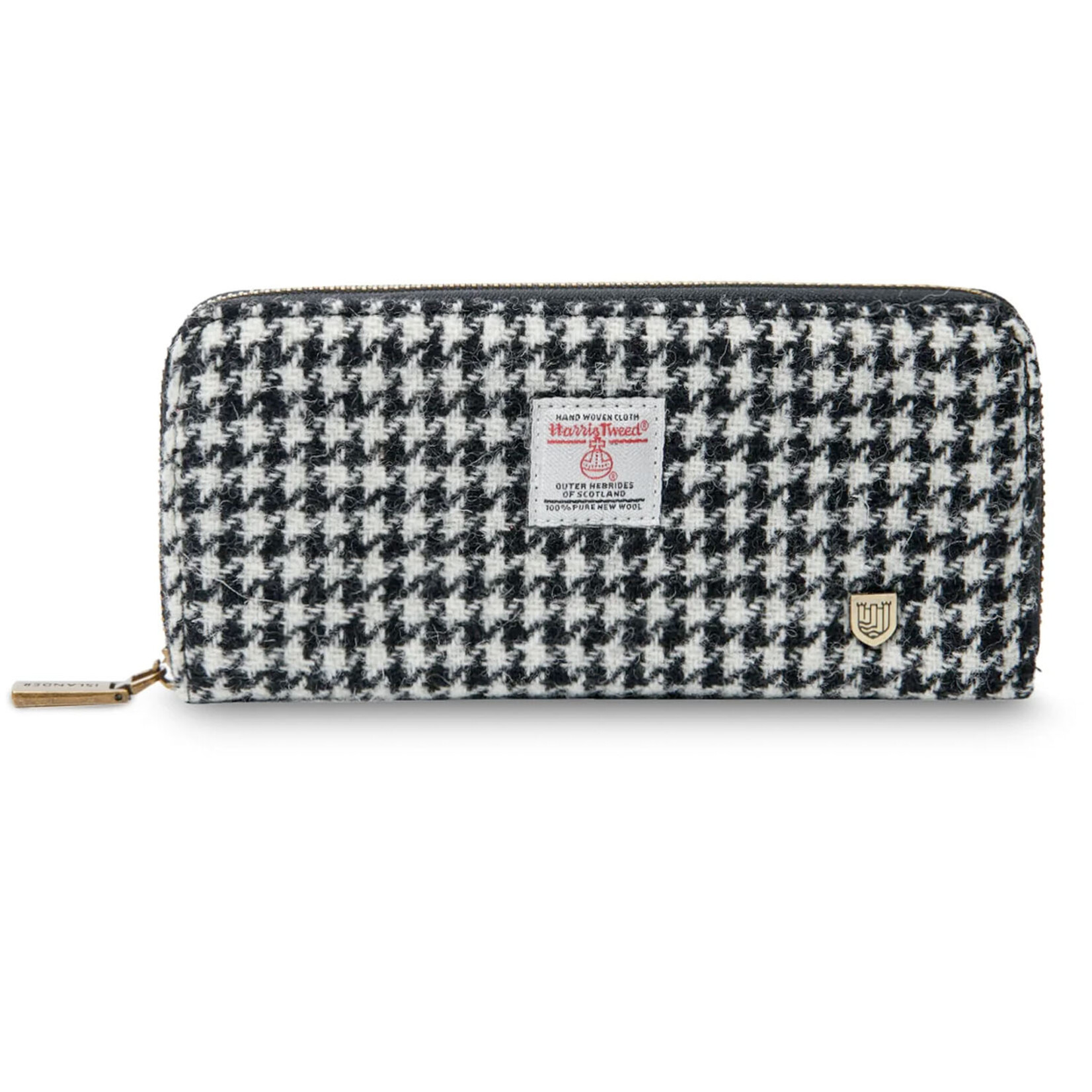 ACCESSORIES ISLANDER ZIP PURSE WALLET w HARRIS TWEED Black & White Dogtooth