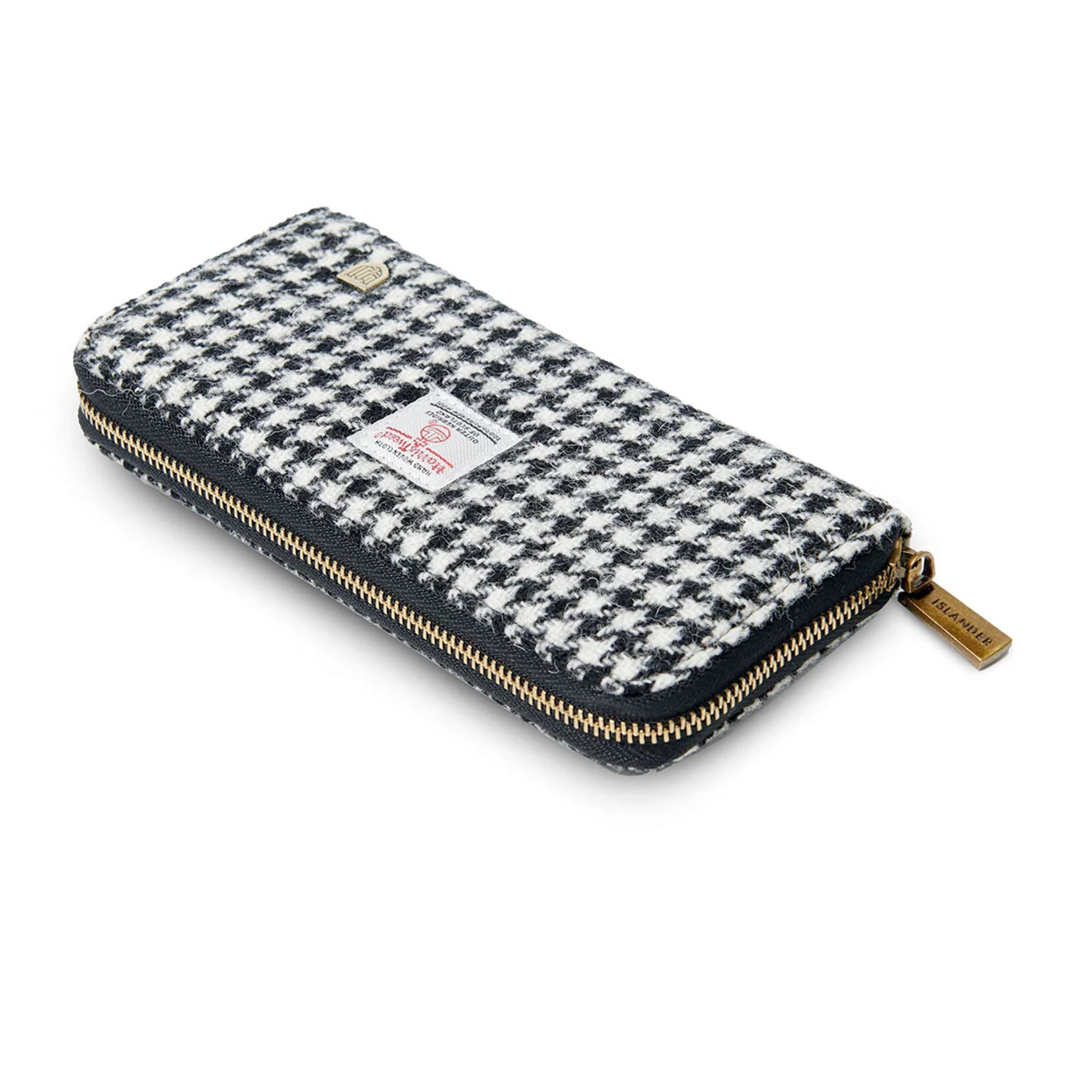 ACCESSORIES ISLANDER ZIP PURSE WALLET w HARRIS TWEED Black & White Dogtooth