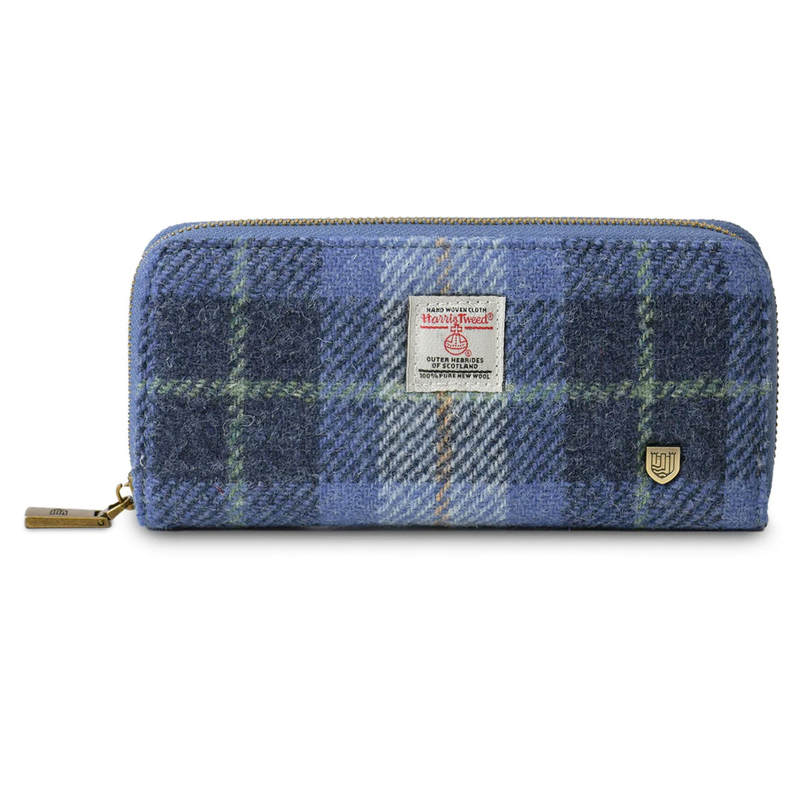 ACCESSORIES ISLANDER ZIP PURSE WALLET w HARRIS TWEED Blue Tartan